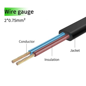 Cordon d'alimentation appareil lumière électrique les deux dénudage de queue pour la maison Purescopperv noir 2CX0.75MM câble de ligne d'extension et 3cx0.75mm - Product Image 2