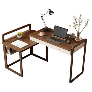 Escritorio de computadora moderno en forma de L de SENYU, de madera, con cajones y estantería para estación de trabajo en el hogar/oficina. - Product Image 6