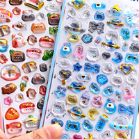 Autocollants en résine époxy mini-dôme scintillants, 4 thèmes mignons (aliments, animaux), décalcomanies 3D transparentes pour journal et décoration DIY
