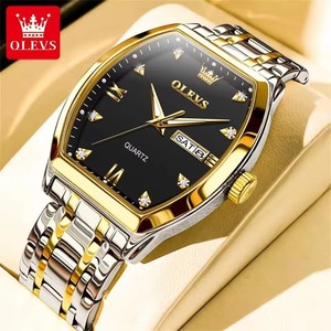 Reloj para hombre 5528, marca original, reloj de cuarzo para negocios, resistente al agua, luminoso, con esfera tonneau, reloj con fecha y día. - Product Image 4