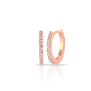 Stylish Cute Anti Allergic Azuris <b>Huggie</b> Earrings Rose Gold & Rhodium Plated 925 Sterling <b>Silver</b> Zircon Pave Wedding Gift Party - Product Image 1