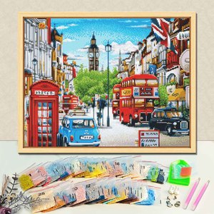 Pintura de Diamantes Paisaje Urbano de Londres, Kit de Arte DIY con Diamantes Cuadrados y Cristales de Estrás, Decoración Rectangular - Product Image 1