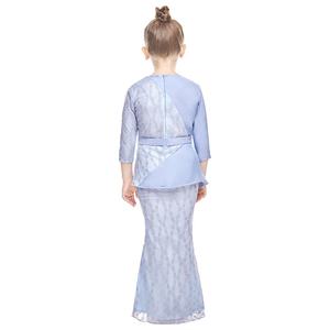 Costume coloré en dentelle pour enfants, ensemble deux pièces, Style musulman, Baju Kurung, vêtements islamiques, nouvelle mode - Product Image 2