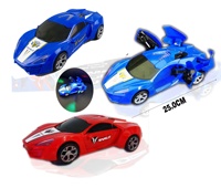 Coche de Juguete Transformable KK 2025 con Luces LED y Música, Juguete de Plástico Resistente para Niños y Niñas, Regalo Educativo