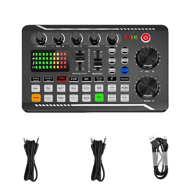Live Sound Card and Audio Interface With DJ Mixer Effects Voice Changer BT-compatible Mixer for Live Streaming Singing