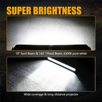 Barre lumineuse LED tout-terrain 12V, faisceau combiné spot et flood, 270 watts, IP68, lentille 6D