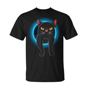 Camiseta Black Cat de cuello redondo y manga corta, unisex, con estampado digital para propietarios de mascotas y entusiastas de los gatos - Product Image 2