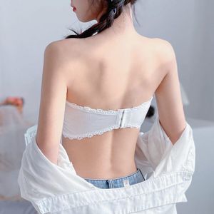 Soutien-gorge sans bretelles à rayures verticales en coton pour femme, invisible, sexy, style tube top, à porter sous une robe, avec dentelle latérale, lingerie féminine - Product Image 4