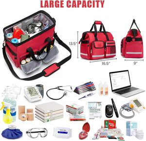 Bolsa de Primeros Auxilios con Correa Cruzada Resistente al Agua, Bordado Nacional, para Doctor, Enfermera, Trauma, Emergencias, Rojo, EMS - Product Image 3