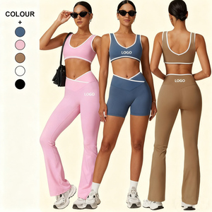 Custom High Quality Pilates Sportswear Gym Fitness Sports <strong>Clothing</strong> Cross High Waist Workout Clothes Women Active Wear Yoga Set - Product Image 1