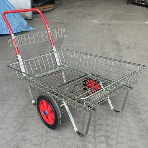 Chariot de jardinage <span class=keywords><strong>grand</strong></span> format fermé avec plateau de transport <span class=keywords><strong>en</strong></span> acier galvanisé, chariot de pépinière plat, personnalisable OEM, pour le transport d'outils - Product Image 2
