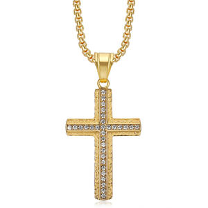 Collier avec pendentif croix <span class=keywords><strong>catholique</strong></span> hip-hop pour homme, bijoux religieux en acier inoxydable, cadeau chrétien imperméable et résistant au ternissement pour homme - Product Image 4