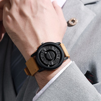 Montre à quartz créative et élégante pour homme avec cadran en acrylique, design sans cadre, concept technologique noir tendance