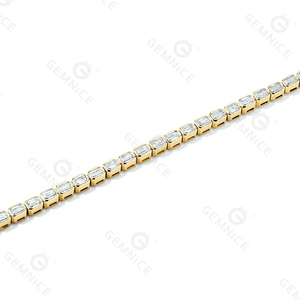Gioiello di moda Gemnel 14K placcato oro laboratorio coltivato CZ taglio smeraldo cornice Baguette Tennis bracciale - Product Image 4