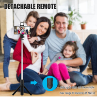 Nouveau support de trépied de bâton de Selfie extensible mince Portable S03S amélioré avec lumière LED et télécommande sans fil