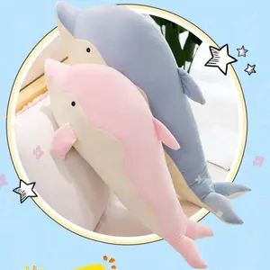 Low Price Wholesale Custom Lifelike Ocean Sea Animal Stuffed Toys Grey Blue Pink Plush Dolphin Pillow Toys