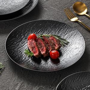 Xiangyuan <b>Melamine</b> Steak <b>Plate</b> Round Stone Patterned Shallow Relief For Restaurant Use - Product Image 2