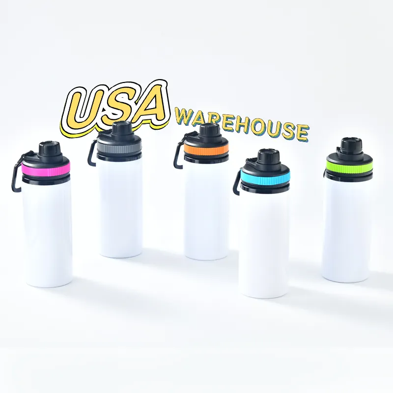 USAwarehouse botol air sublimasi, tutup warna aluminium kosong putih 20oz