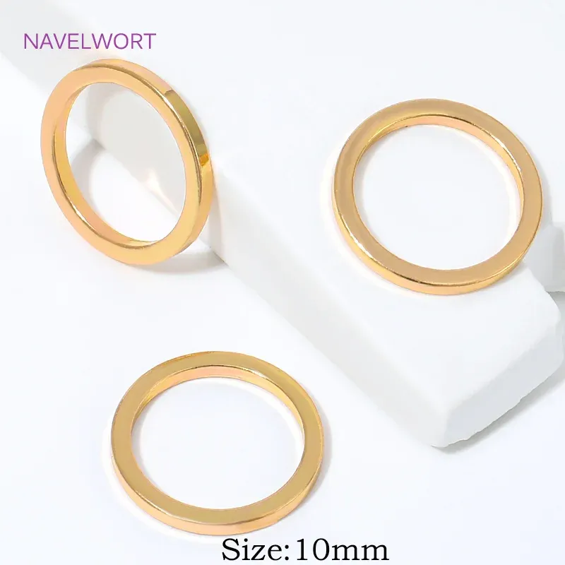 Flat Plate Rings 20Pcs 18K Gold Plated Round Flat Closed Rings Jump Rings,Connector ...