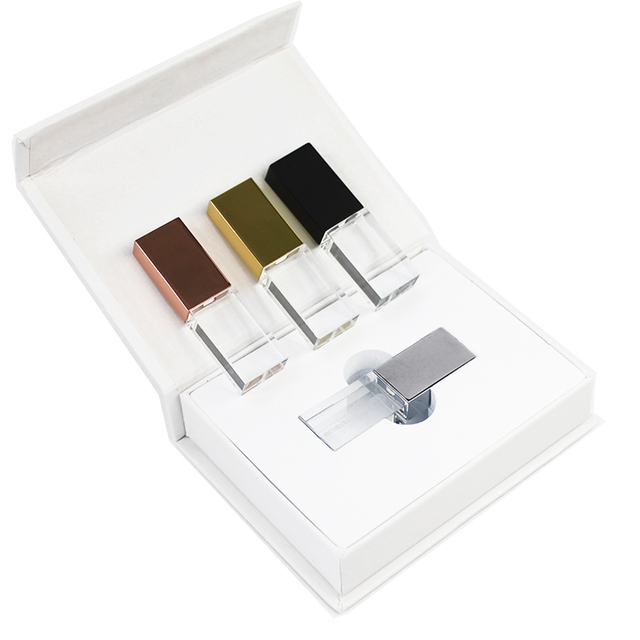 Custom Logo Fast Speed Glass Crystal USB Flash Drive 8GB 16GB 32GB 64GB 4GB Premium Promotional Gift Transparent Flash Drive USB