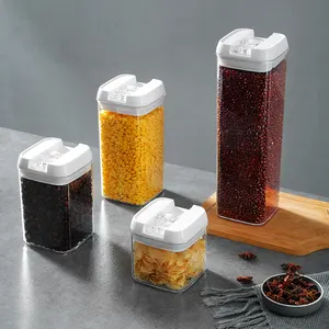 7個セットキッチン収納容器BPAフリー食品を保つ新鮮なプラスチック製食品スパイスジャーキャニスターセット気密蓋付き