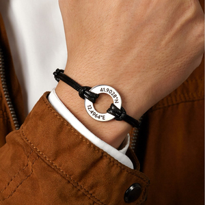 Pulsera <span class=keywords><strong>de</strong></span> cuerda <span class=keywords><strong>de</strong></span> cera trenzada para <span class=keywords><strong>hombre</strong></span> y mujer, brazalete personalizado, con disco en blanco, grabado <span class=keywords><strong>de</strong></span> letras estampadas, hecho a mano - Product Image 1