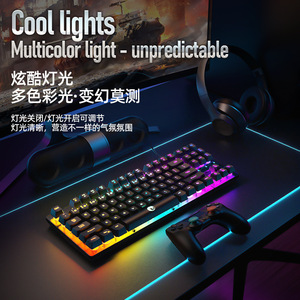 Raikoo K87 Wired Mechanical Keyboard 87-key Rainbow Backlit <b>Gaming</b> Keyboard Floating Keycaps Desktop Computer Use - Product Image 4