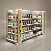 Système d'étagères de supermarché modulaire en bois et métal, gondole double face, légère, autoportante, personnalisable, installation rapide