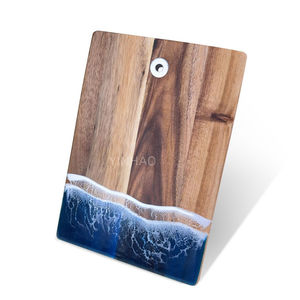 YINHAO Op maat gemaakte logo's, hoogwaardige populaire blauwe oceaan golf acacia houten epoxyhars snijplanken, hars snijplank - Product Image 2
