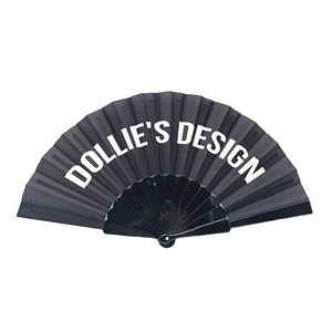 Ventilateur à main en plastique PP noir avec sac, motif lettres en PVC, pour la décoration de la maison ou les cadeaux publicitaires d'entreprise - Product Image 1