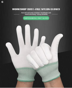 Guantes de trabajo electrónicos ESDD antiestáticos al por mayor, función de protección de trabajo de jardín reutilizable de algodón tejido de nailon recubierto de PU blanco - Product Image 3