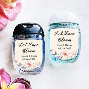 Etiquetas Personalizadas para Recuerdos de Boda, Pegatinas Personalizadas para Botellas de Desinfectante, Let Love Bloom, Etiquetas Adhesivas para Regalos de Fiesta - Product Image 1