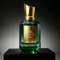 Flacon de parfum de luxe vert foncé à facettes, 30ml 50ml 100ml, avec capuchon doré, flacon pulvérisateur de parfum vide avec boîte cadeau, logo personnalisé, vente en gros