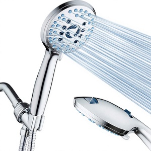 <span class=keywords><strong>AquaCare</strong></span> Cabezal de Ducha de Mano de Alta Presión con 8 Modos, Acabado Cromado ABS, Boquillas Antiobstrucción, Lavado Potente para Bañera, Azulejos y Mascotas, 6 pies Muro de manguera - Product Image 1