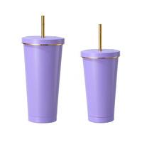 Gobelet isotherme à double paroi de 16 oz avec paille, en acier inoxydable, tasse de voyage, logo personnalisé, vente en gros, tasse thermique en vrac