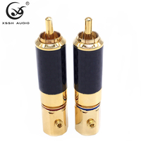 Konektor RCA HiFi YIVO XSSH Pemutar Audio CD Amplifier Lubang Kabel Maksimal 11MM Serat Karbon Kuningan Berlapis Emas Jack RCA Pria