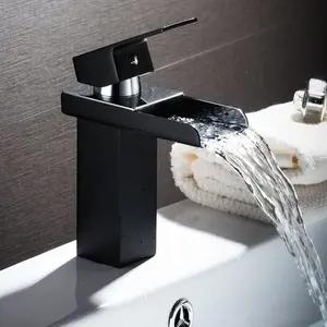 Black Faucet Deck Mount Basin Faucets Hot Cold Water Mixer Bathroom Tap Lavatory Wash Basin Faucet