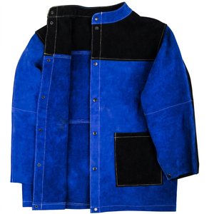 Veste de soudage résistante à la chaleur bleu-noir à manches longues, coupe classique, pour usage en usine et atelier, 300 ° C-500 ° Sutures surfilées - Product Image 1