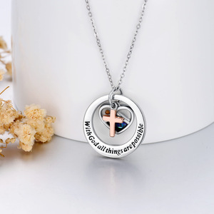 Collar de Acero Inoxidable con Colgante de Semilla de Mostaza, <span class=keywords><strong>Esperanza</strong></span>, Amor, Concha de Abulón y Cruz, Resistente al Deslustre - Product Image 5