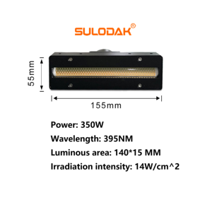 Lampe de polymérisation UV SULODAK SU-1401511D pour imprimantes UV <span class=keywords><strong>Toshiba</strong></span> CEN4 Ricoh G5/G6 pour I3200 - Refroidissement par eau, adhésif électronique PET/PP - Product Image 2