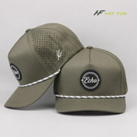 Casquette de golf structurée à 5 panneaux avec logo en silicone personnalisé, en nylon imperméable perforé au laser, pour homme