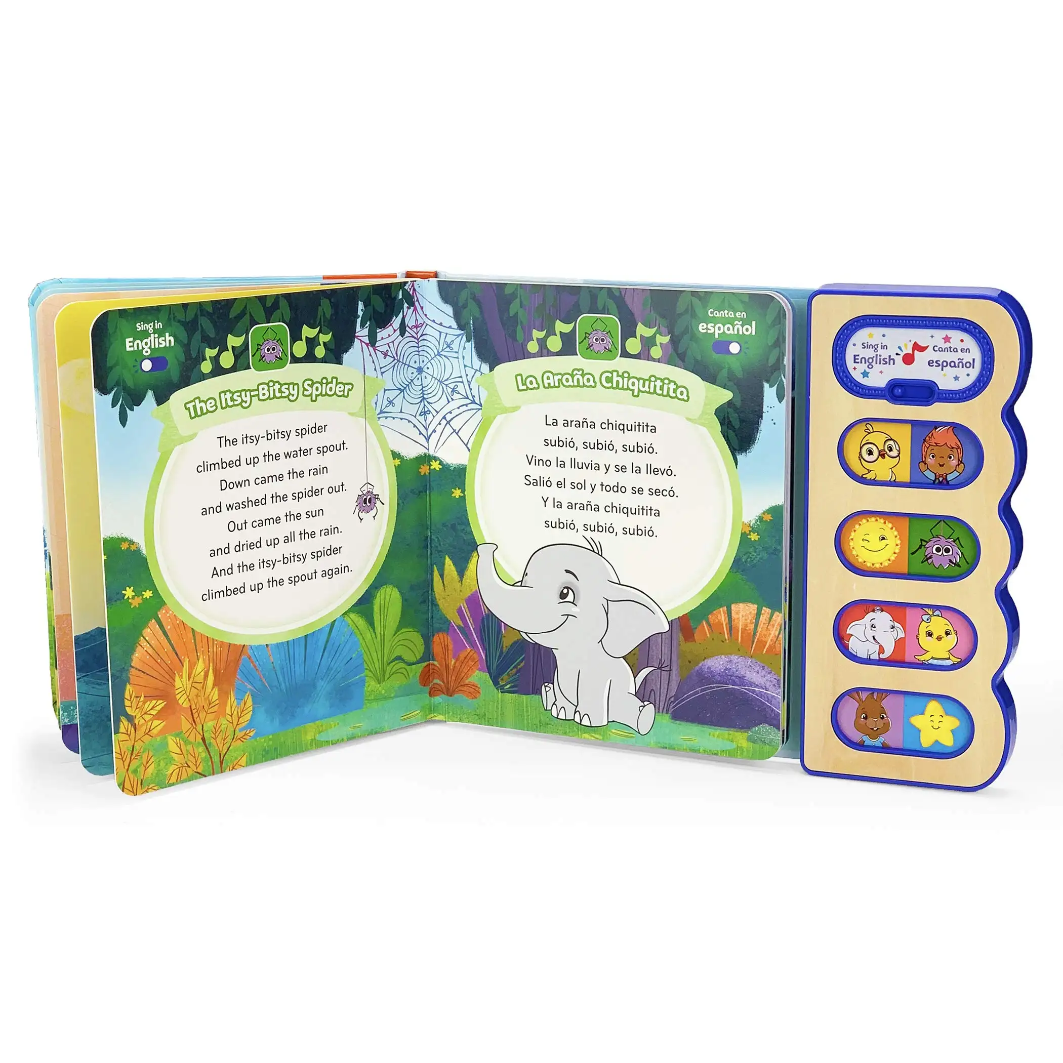 Livro de canções para crianças com 8 botões, placa de som bilíngue personalizada de fábrica, livro falante