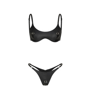 TW 2026 Nouveau design Bikini uni à col en U et taille basse pour petites poitrines, ensemble de bikini sexy <span class=keywords><strong>deux</strong></span> pièces pour femmes - Product Image 2