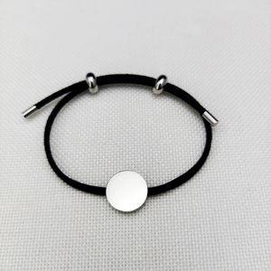 Bracelet en acier inoxydable en gros, cordon de bijoux, disque rond vierge, bracelet personnalisé avec breloque en forme de pièce de monnaie, gravure pour hommes et femmes - Product Image 4