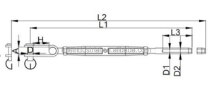 FULE European Type <b>Toggle</b> Swage Stainless Steel Turnbuckle 316 Closed Body Galvanized Rigging Screw with T Type <b>Toggle</b> Swage - Product Image 4