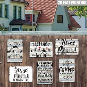 Insegna in Metallo 'Andiamo <span class=keywords><strong>a</strong></span> Fare un'Avventura' Design Vintage con Camper e Albero di Pino, Decorazione da Parete per Campeggio, Cabina e Parco RV - Product Image 4
