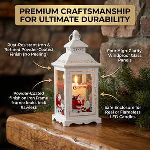 Lanterna Natalizia in Metallo Bianco Personalizzata, Lanterna Natalizia in Metallo Stampata, Lanterna Natalizia Vintage Bianca - Product Image 6