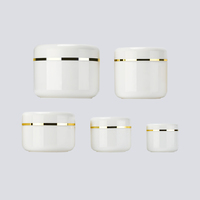 Récipient en plastique pour crème cosmétique pour le visage 20g 50g 100g 250g pot de crème en plastique pp blanc à bord doré