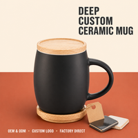 Taza Negra Mate Premium con Tapa de Madera y Posavasos, Diseño de Doble Uso para Cafeterías y Bares, Programas de Personalización con Logotipo