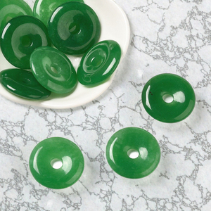 Pendentif en jade rond émeraude naturelle Sihui, plaqué argent, cadeau de fête classique, minimaliste moderne - Product Image 3